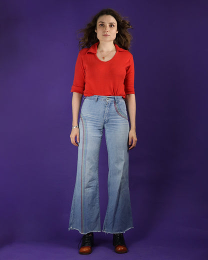 Vintage 1970s Faded Glory Rainbow Denim Flares