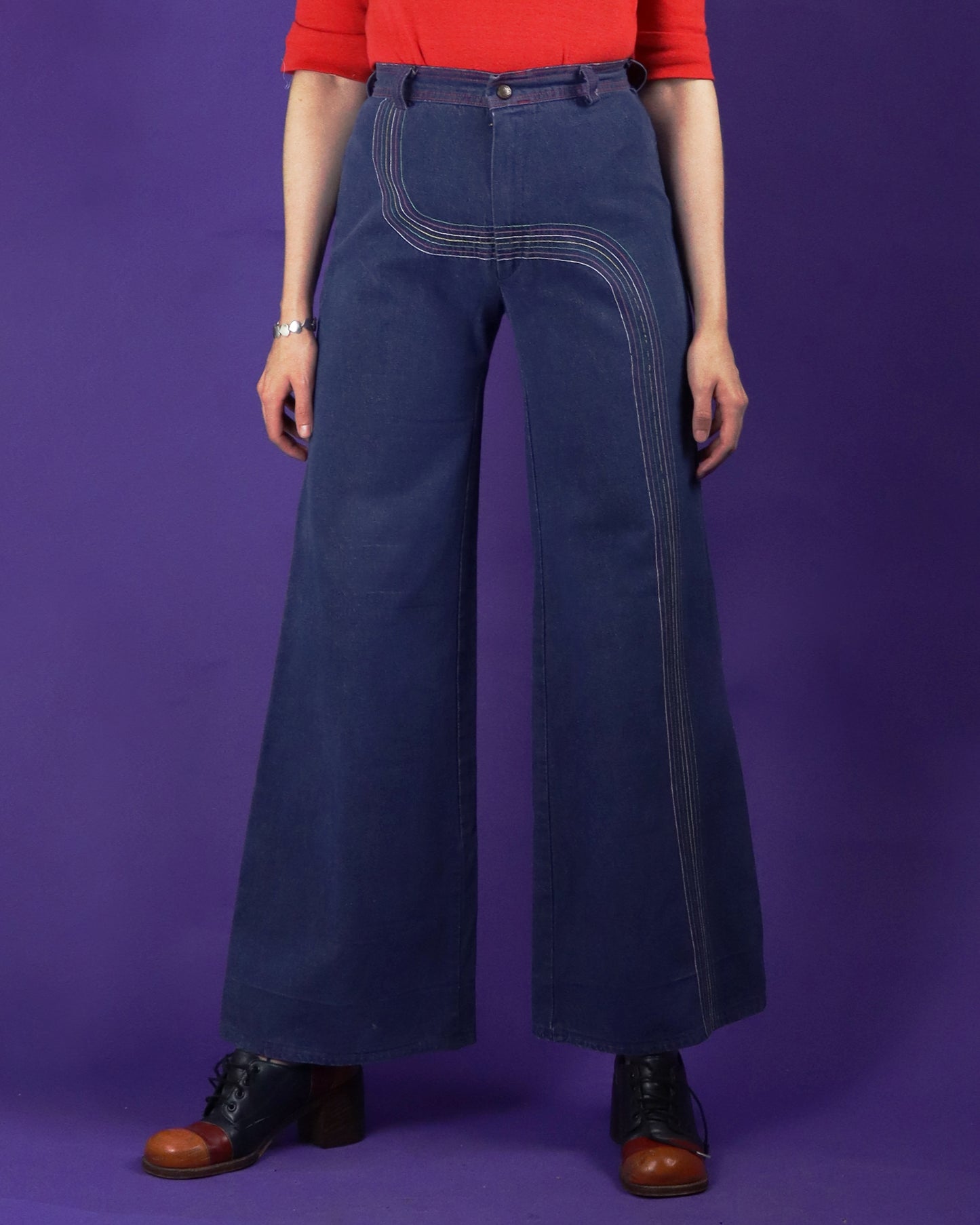 Vintage 1970s Rainbow Denim Flares