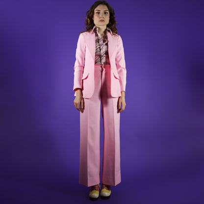 Vintage 1970s Powder Pink Trouser Suit