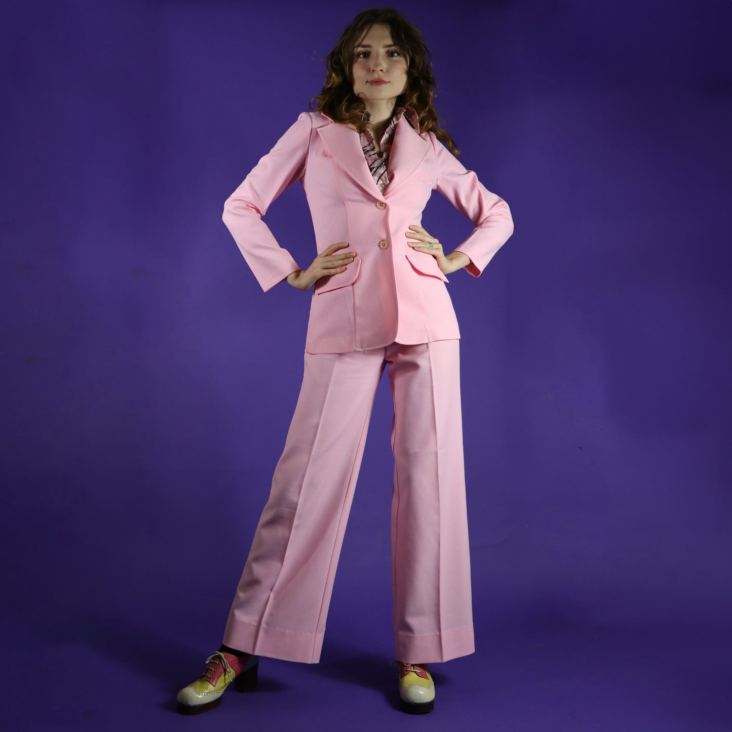 Vintage 1970s Powder Pink Trouser Suit