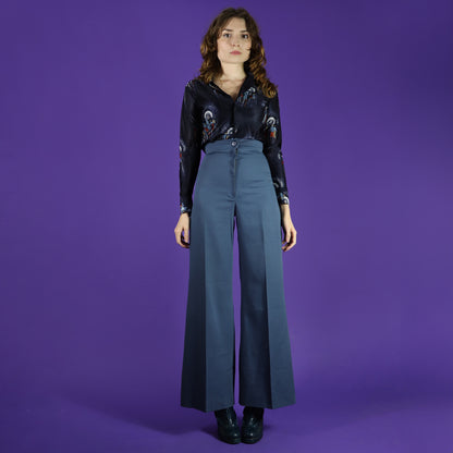 Vintage 1970s Slate Blue Tailored Trouser Suit