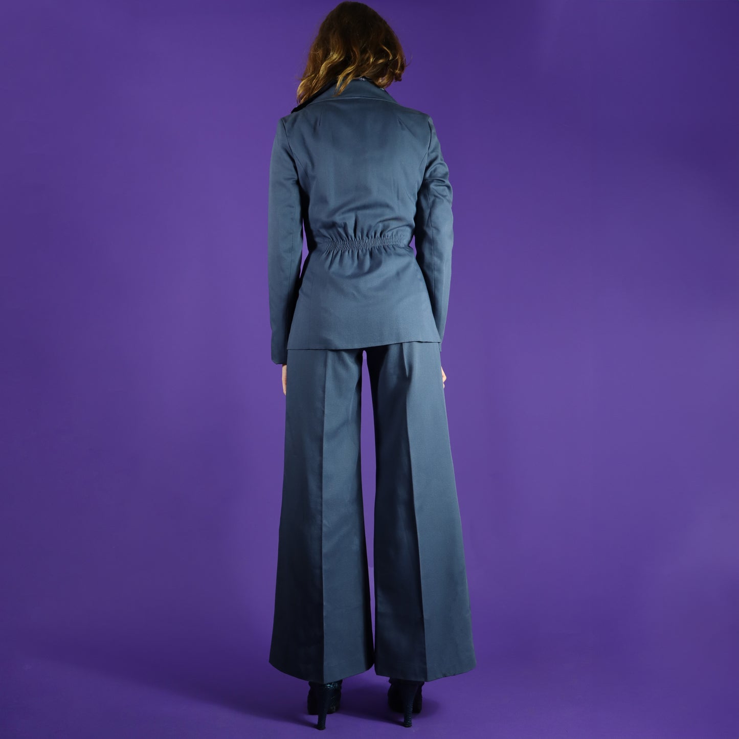 Vintage 1970s Slate Blue Tailored Trouser Suit