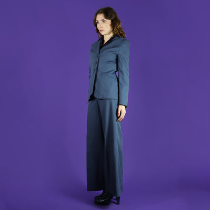 Vintage 1970s Slate Blue Tailored Trouser Suit