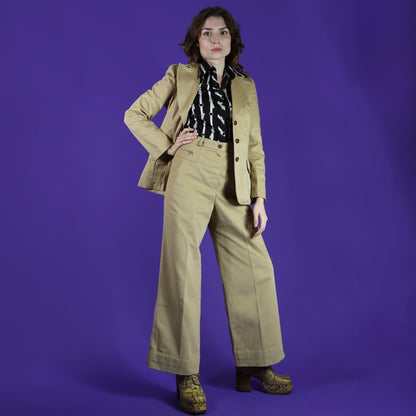 RESERVE: Vintage 1970s Camel Safari style Trouser Suit