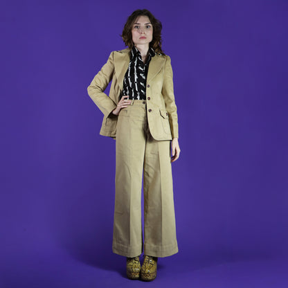 RESERVE: Vintage 1970s Camel Safari style Trouser Suit