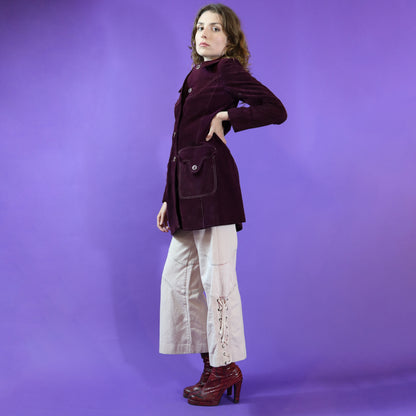 Vintage 1960s - 1970s Purple Suede Coat Jacket