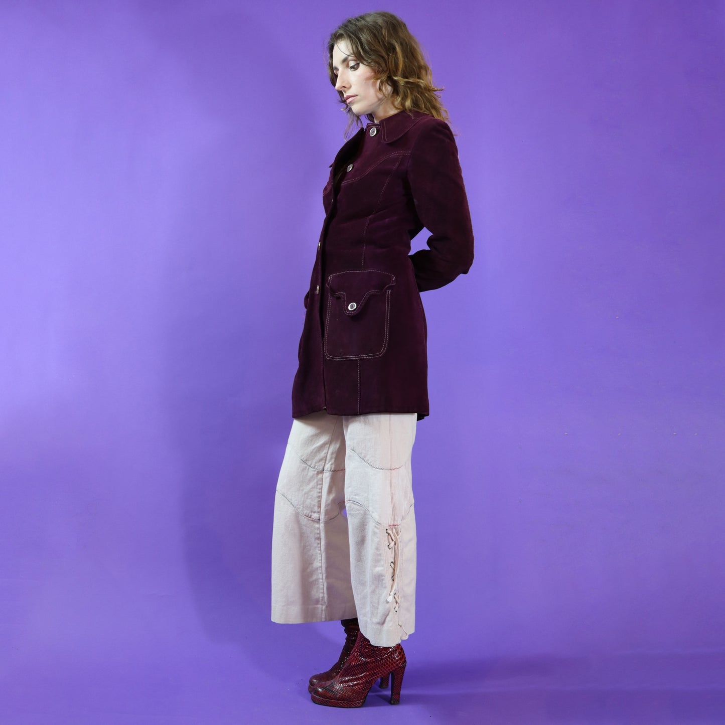 Vintage 1960s - 1970s Purple Suede Coat Jacket