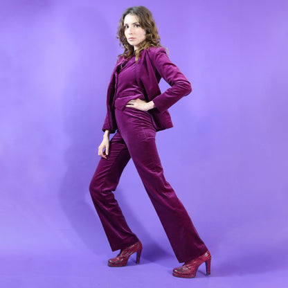 DEADSTOCK Vintage 1970s Electric Purple 5 Piece Velvet Suit