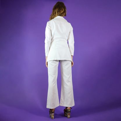 Vintage 1970s White Widespread Collar Pant Suit