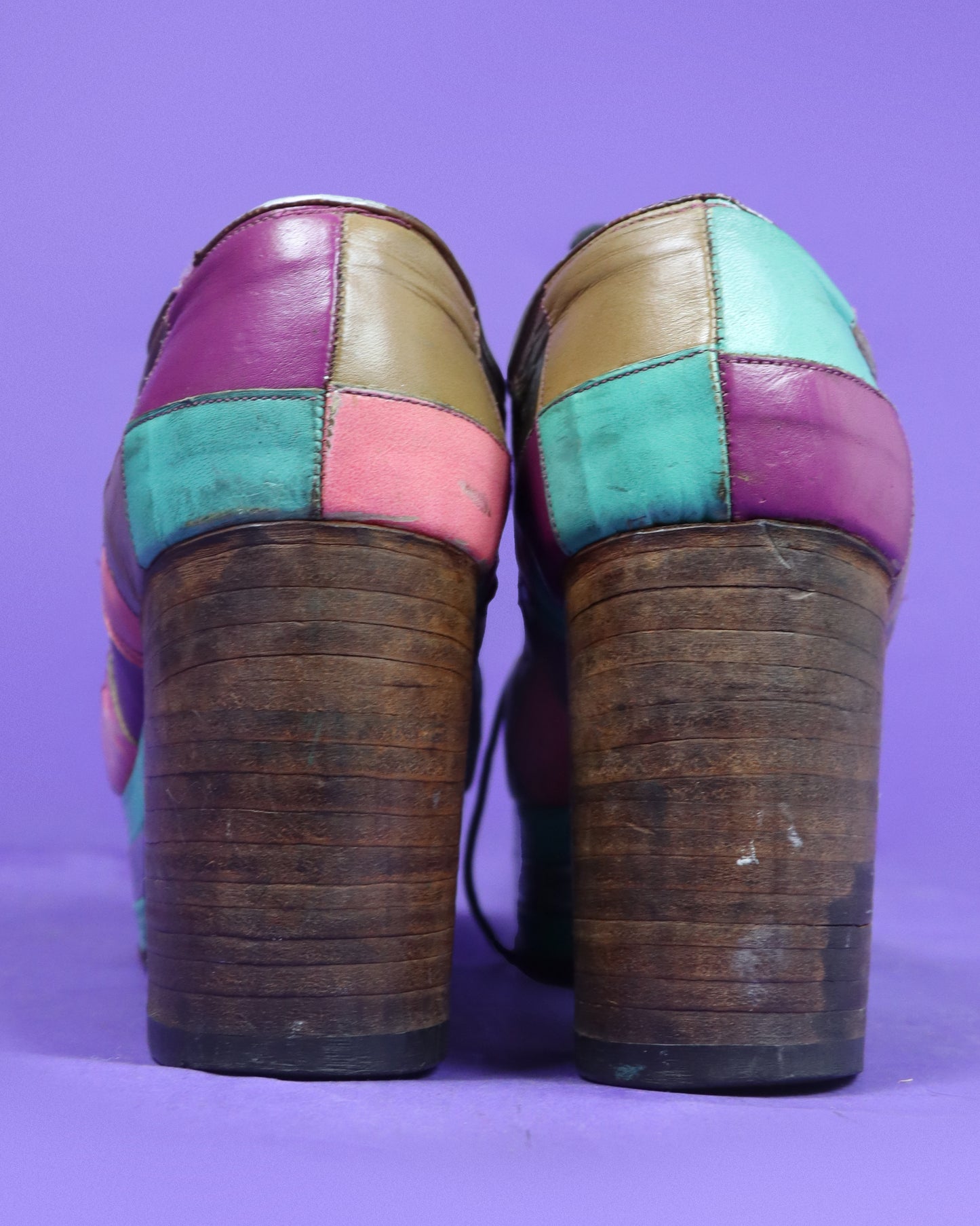 RARE Vintage 1970s Patchwork Platform Shoes Stacks