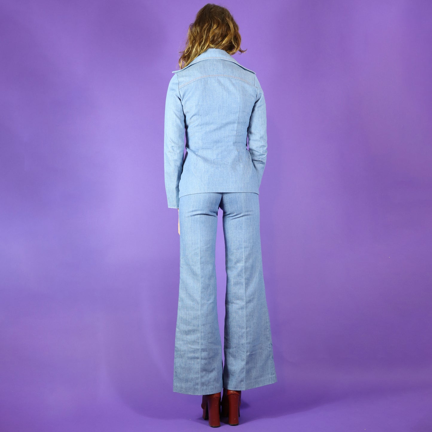 RESERVED: Vintage 1970s Right On! Embroidered Denim Pant Suit