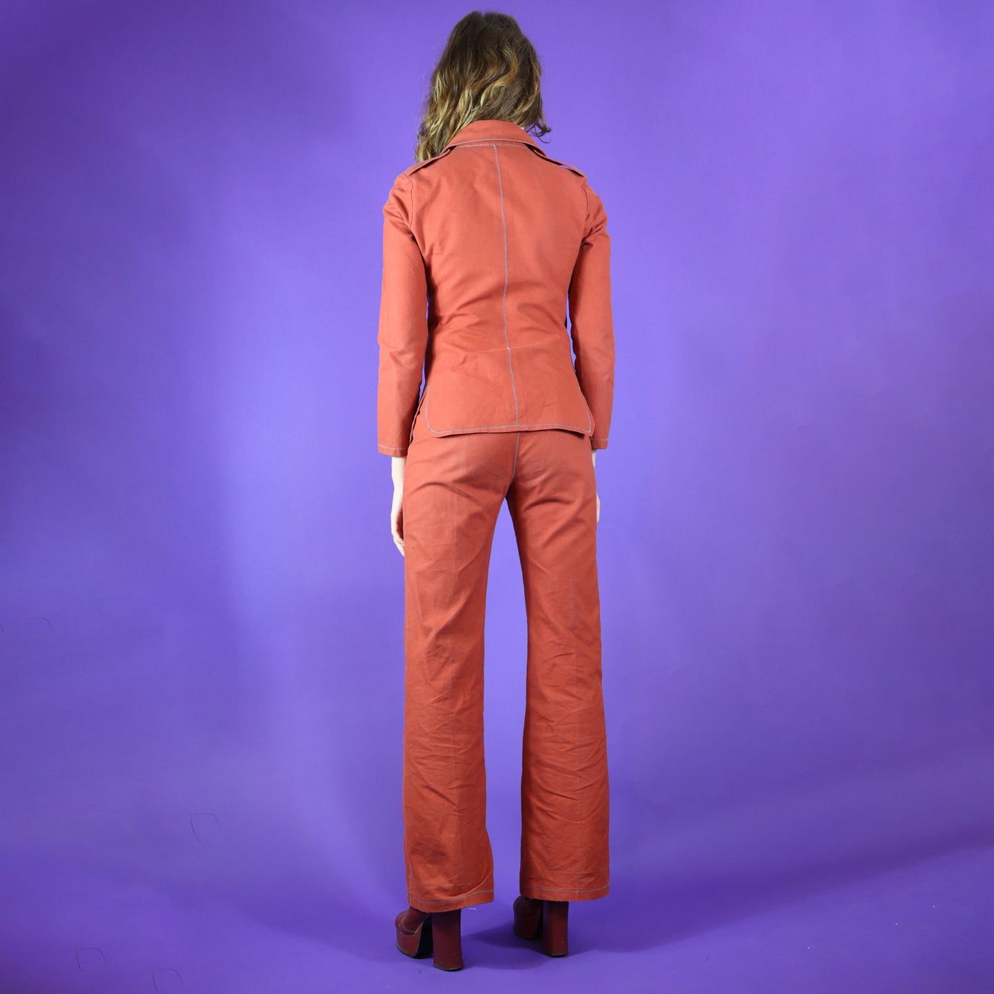 Vintage 1970s Terracotta Canvas Pantsuit by Sunset