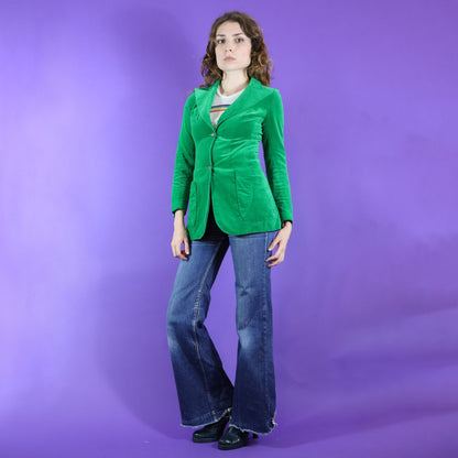 RESERVED Vintage 1970s Emerald Green Velvet Blazer