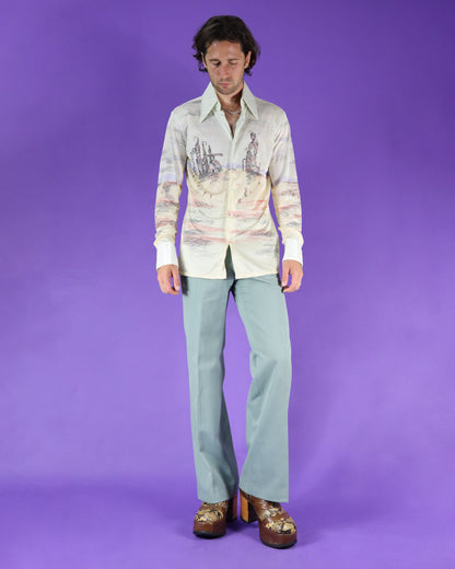 RARE Vintage 1970s Augie Disco Shirt Salvador Dali Print