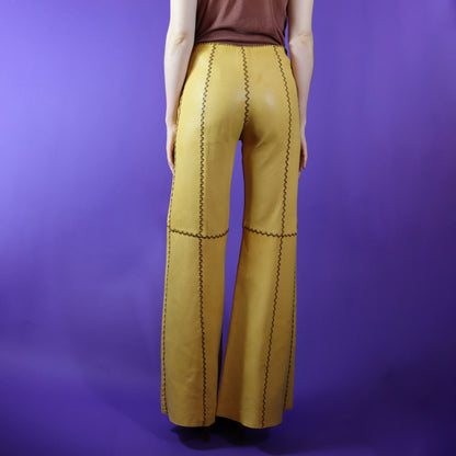 RESERVED:: Vintage 1970s North Beach Leather Yellow Whipstitch Suit