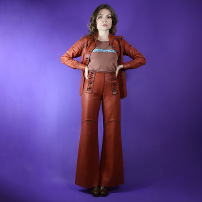 Vintage 1970s North Beach Leather Rust Whipstitch Suit