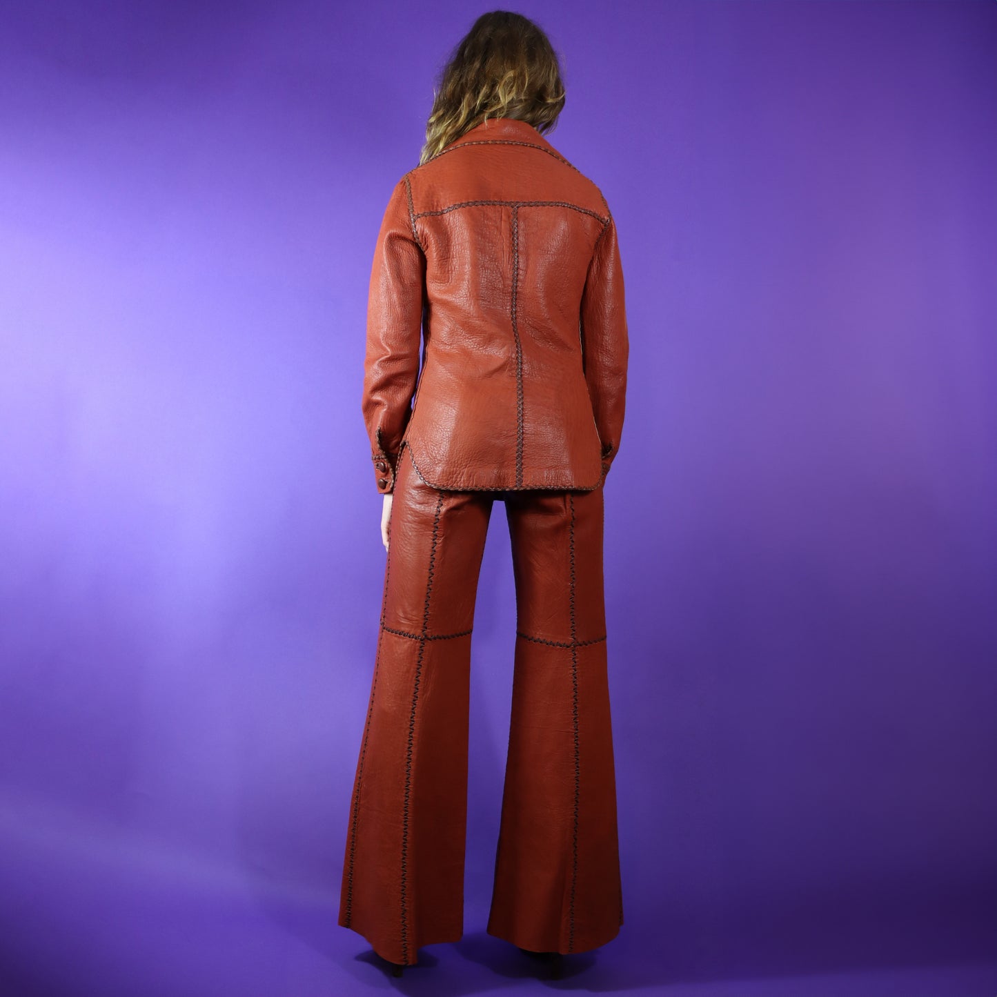 Vintage 1970s North Beach Leather Rust Whipstitch Suit