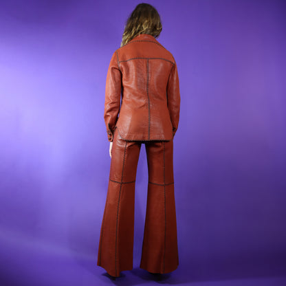 Vintage 1970s North Beach Leather Rust Whipstitch Suit