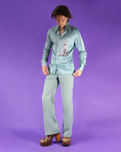 RARE Vintage 1970s Nik Nik Disco Shirt Engineer Graph Print