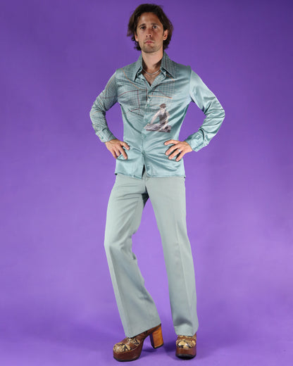 RARE Vintage 1970s Nik Nik Disco Shirt Engineer Graph Print