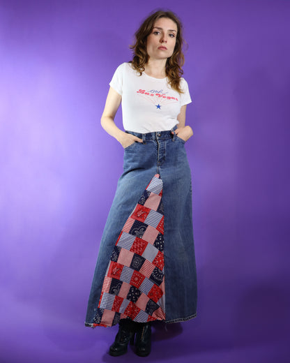 Vintage 1970s Hippie Bandana Maxi Skirt