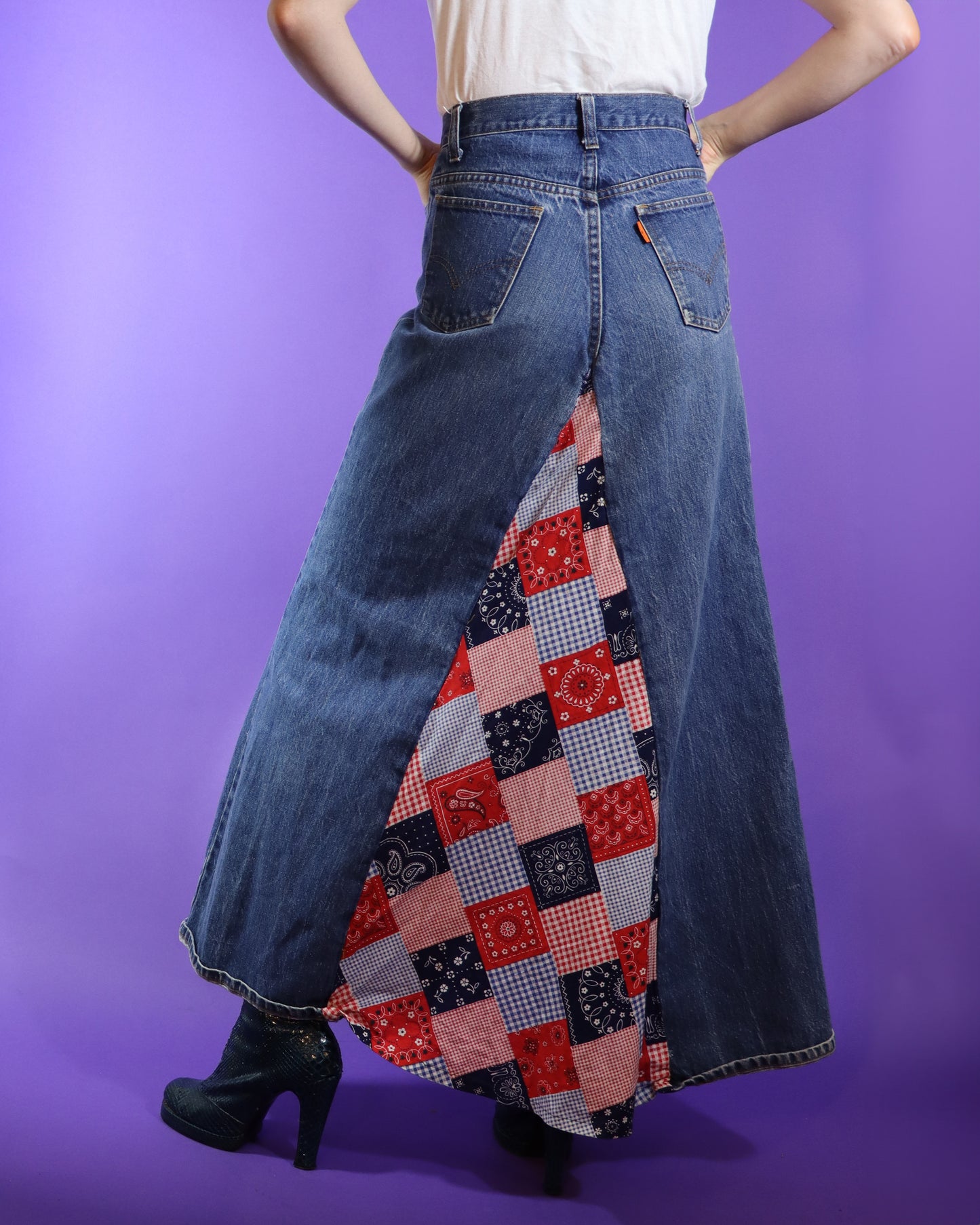 Vintage 1970s Hippie Bandana Maxi Skirt