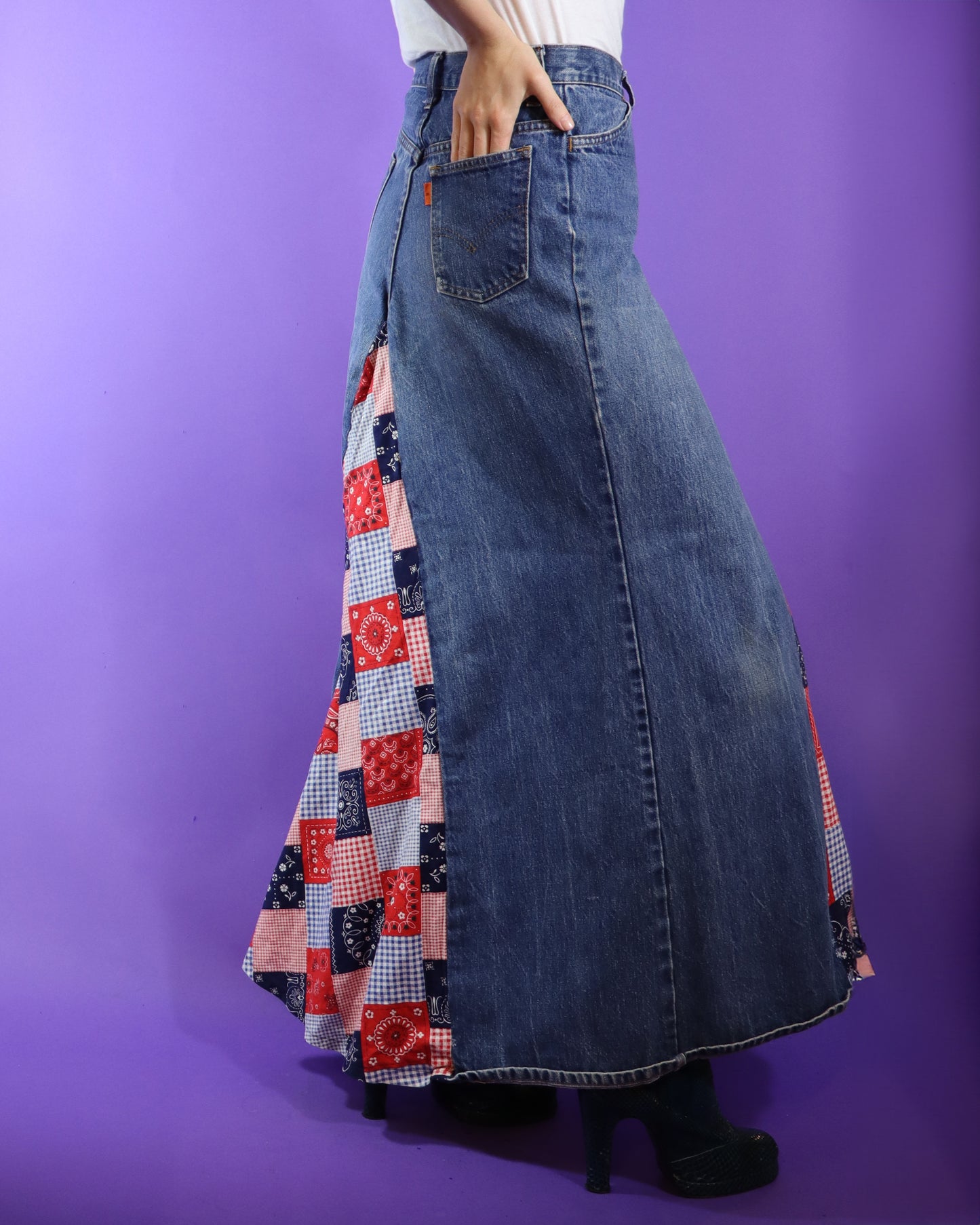 Vintage 1970s Hippie Bandana Maxi Skirt