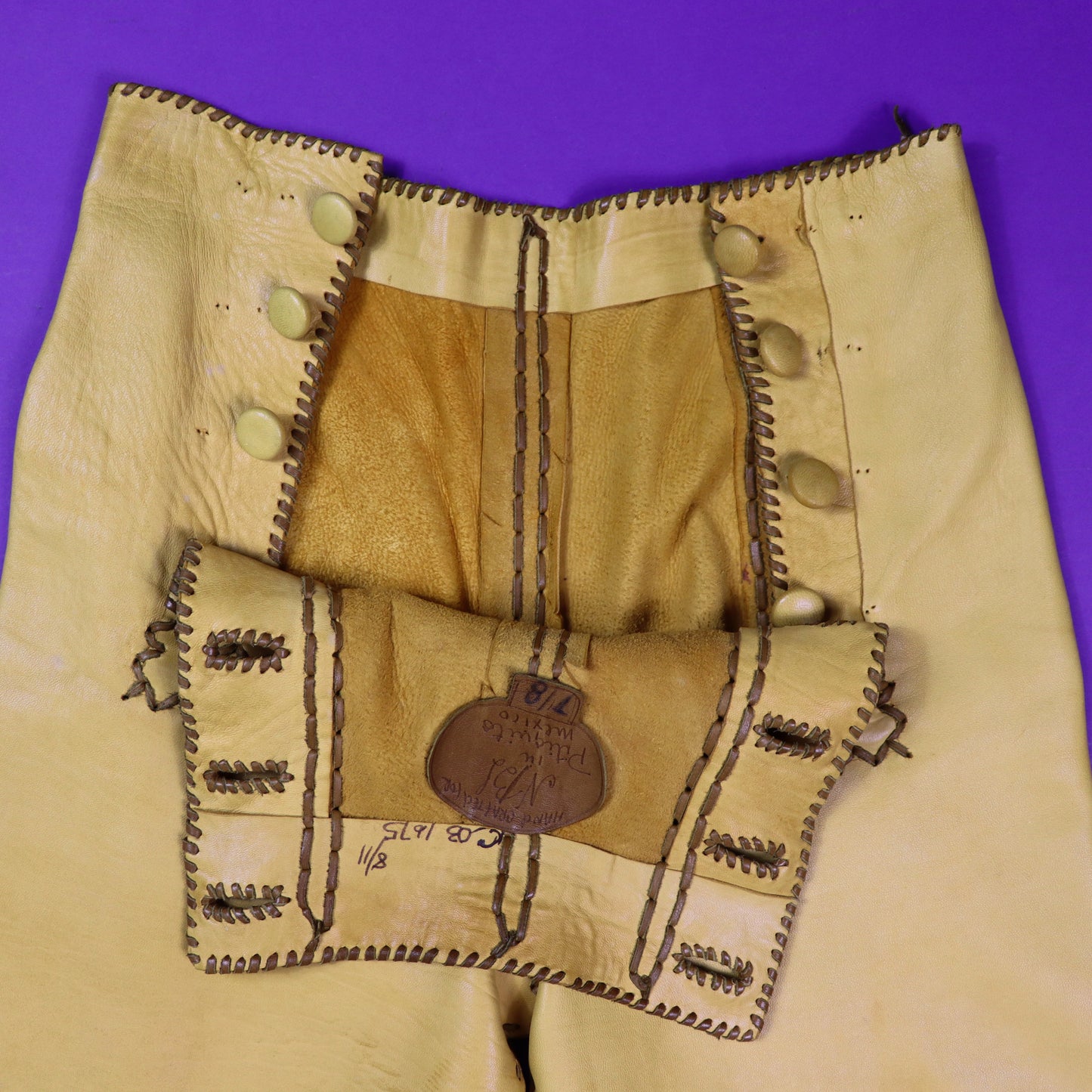 RESERVED:: Vintage 1970s North Beach Leather Yellow Whipstitch Suit