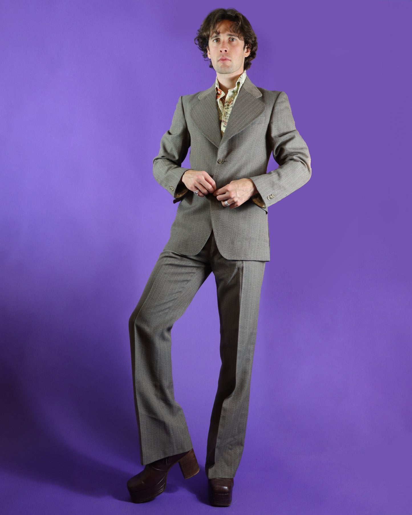 Vintage 1970s Taupe Tailored Suit