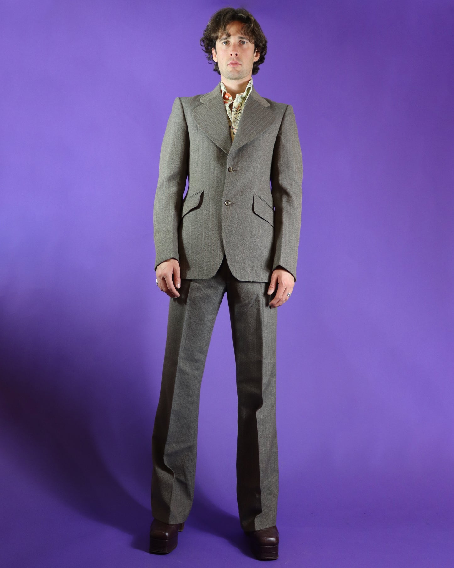 Vintage 1970s Taupe Tailored Suit