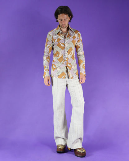 Vintage 1970s Hukapoo Disco Shirt Letters Envelope Print