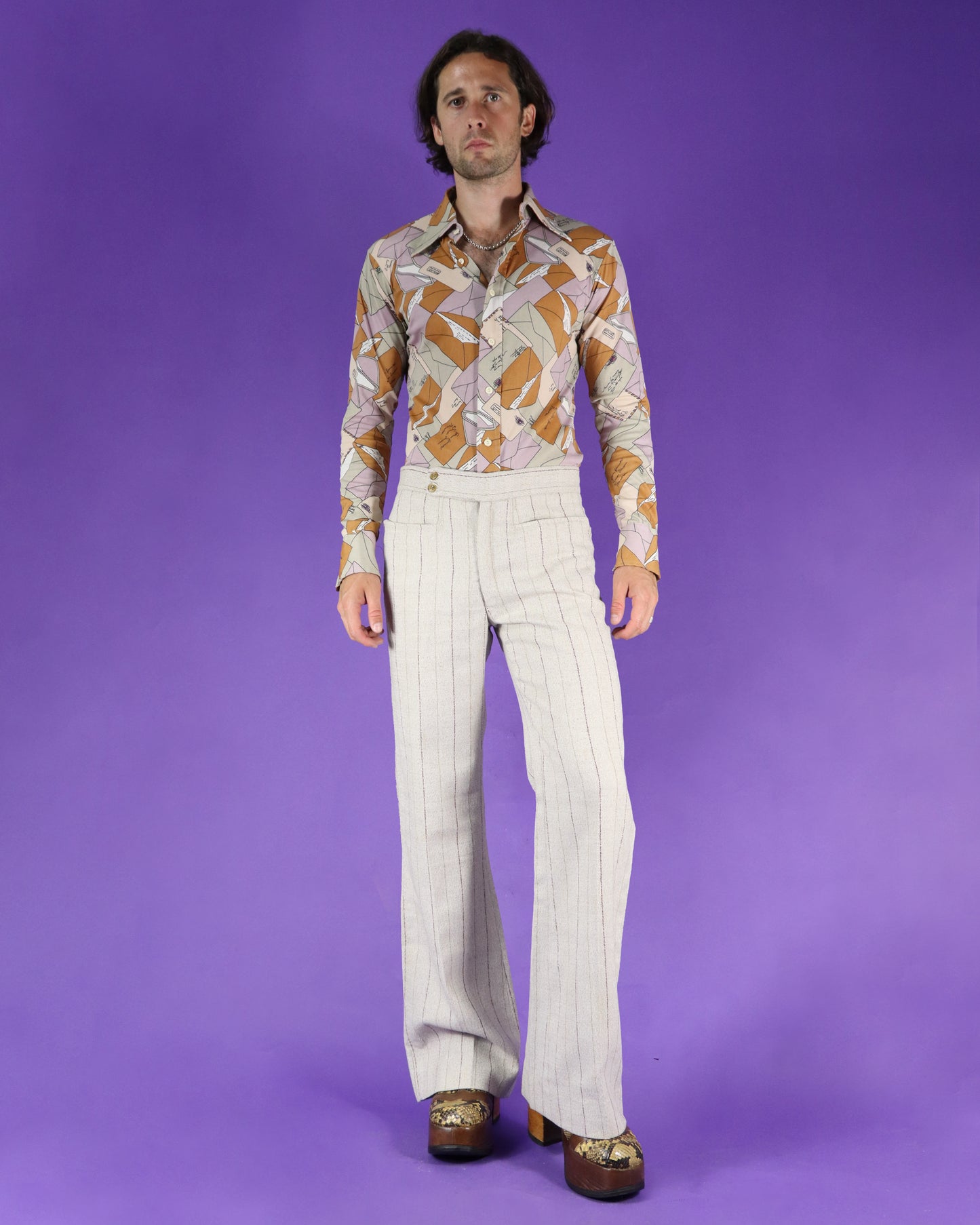 Vintage 1970s Hukapoo Disco Shirt Letters Envelope Print