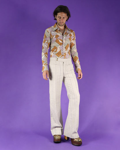 Vintage 1970s Pinstripe Tailored Flares Trousers