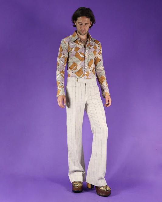 Vintage 1970s Pinstripe Tailored Flares Trousers