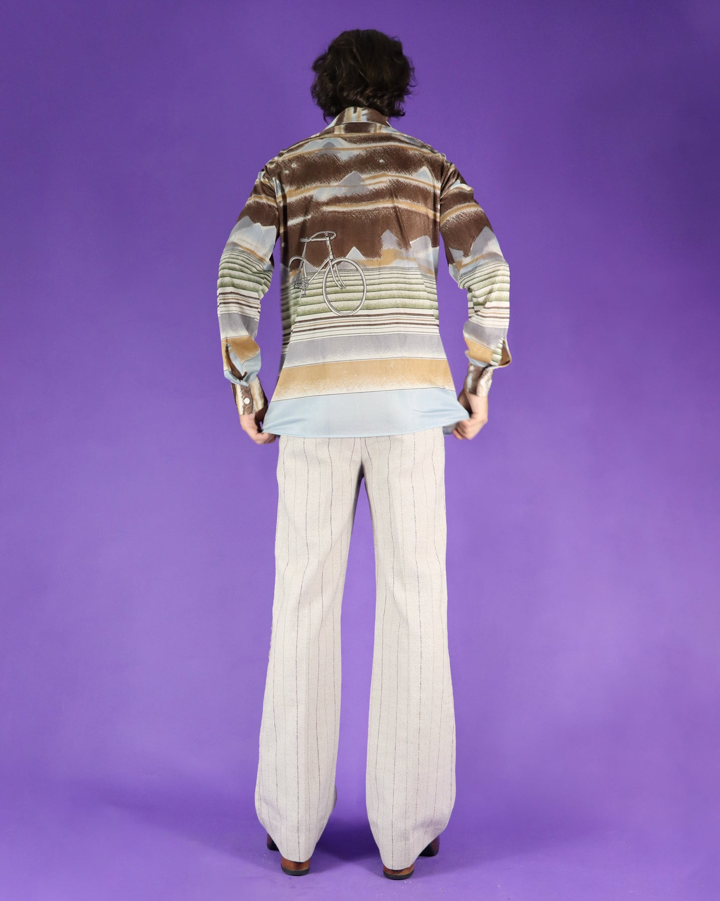 Vintage 1970s USA label Disco Shirt Bicycle Novelty Print
