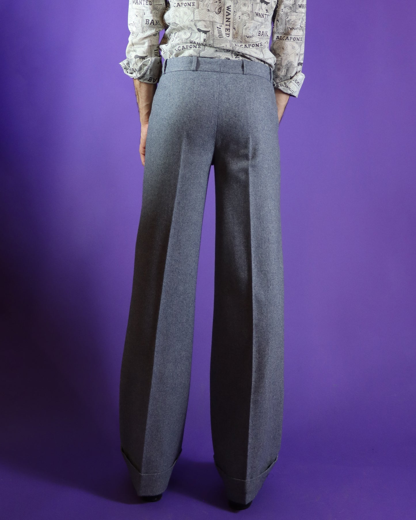 Vintage 1970s Take 6 Grey Wool Two Piece Suit with Flares