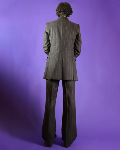 Vintage 1970s Brown Pinstripe Woollen 3 Piece Suit