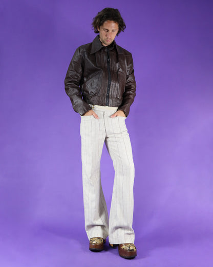 Vintage 1970s Pinstripe Tailored Flares Trousers