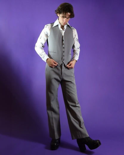 Vintage 1970s 3 Piece Tailored Pale Grey 3 Piece Suit