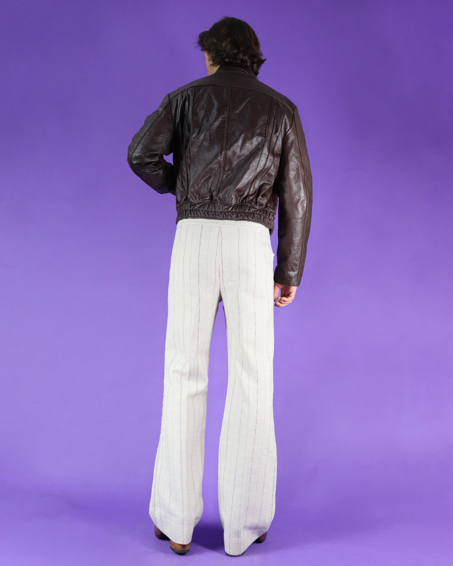 Vintage 1970s Brown Leather Bomber Jacket