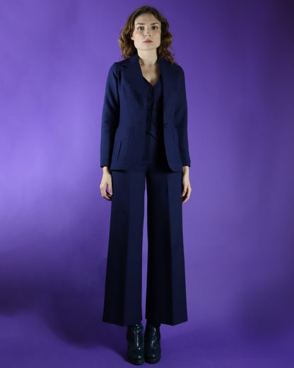 Vintage 1970s Navy Blue 4 piece College Town Pant Skirt Suit