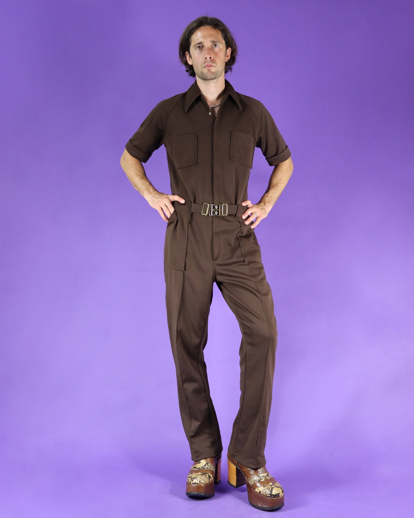 Vintage 1970s Men's Jumpsuit Brown