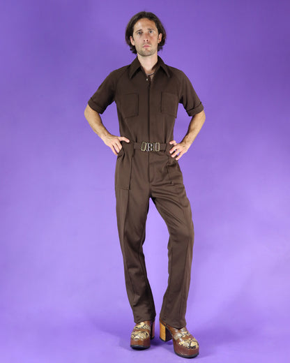 Vintage 1970s Men's Jumpsuit Brown