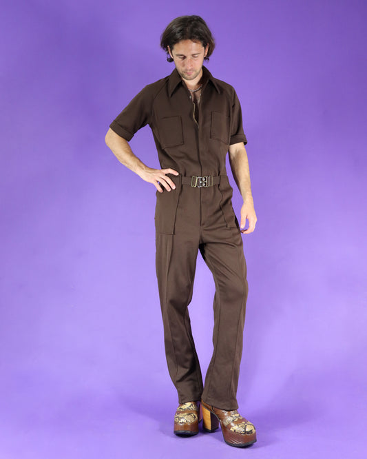 Vintage 1970s Men's Jumpsuit Brown