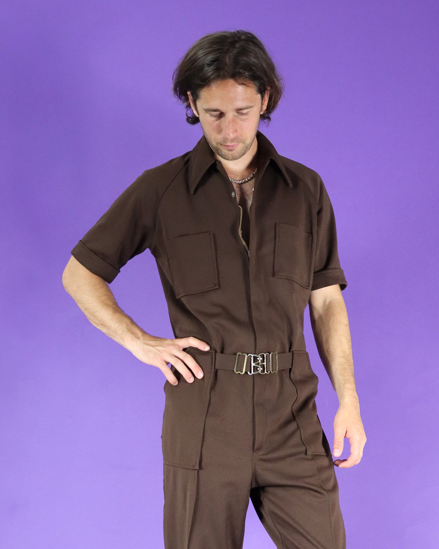 Vintage 1970s Men's Jumpsuit Brown