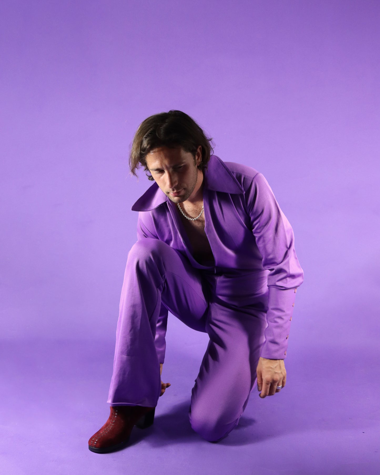 Vintage 1970s Men's Jumpsuit Purple