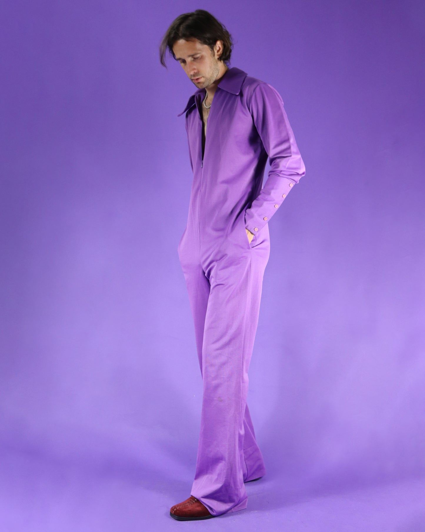 Vintage 1970s Men's Jumpsuit Purple
