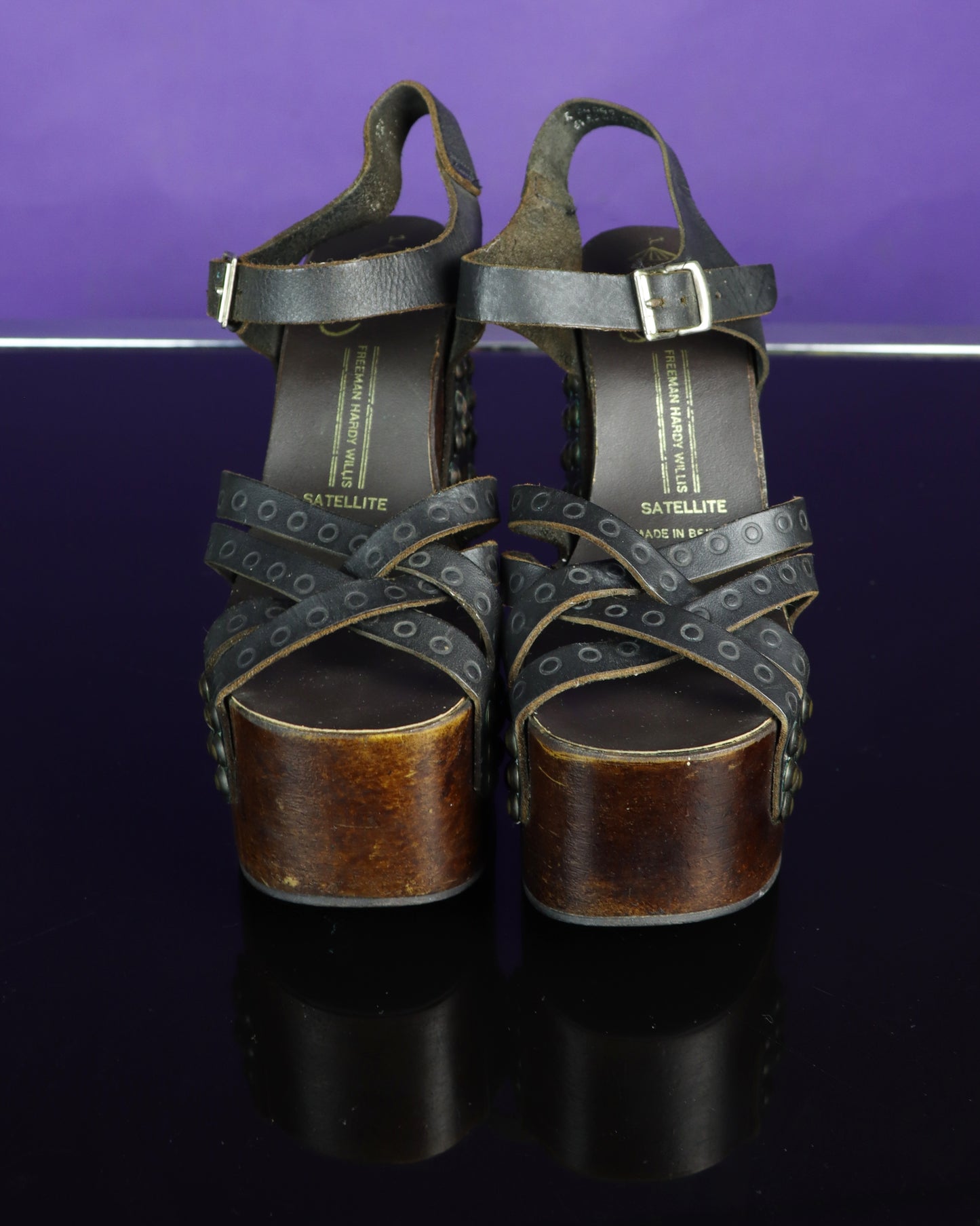 Vintage 1970s Studded Platform Sandals Shoes Heels