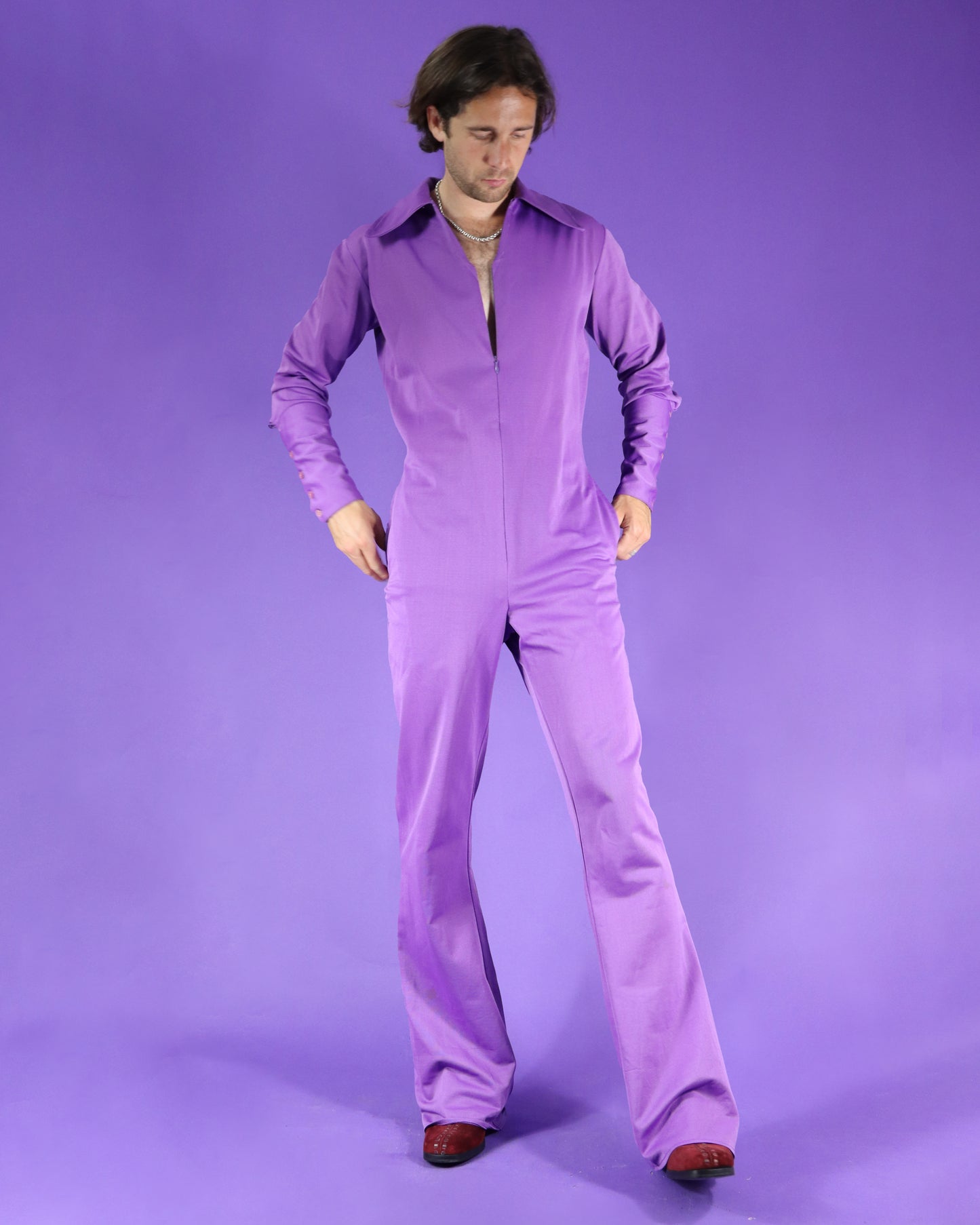 Vintage 1970s Men's Jumpsuit Purple