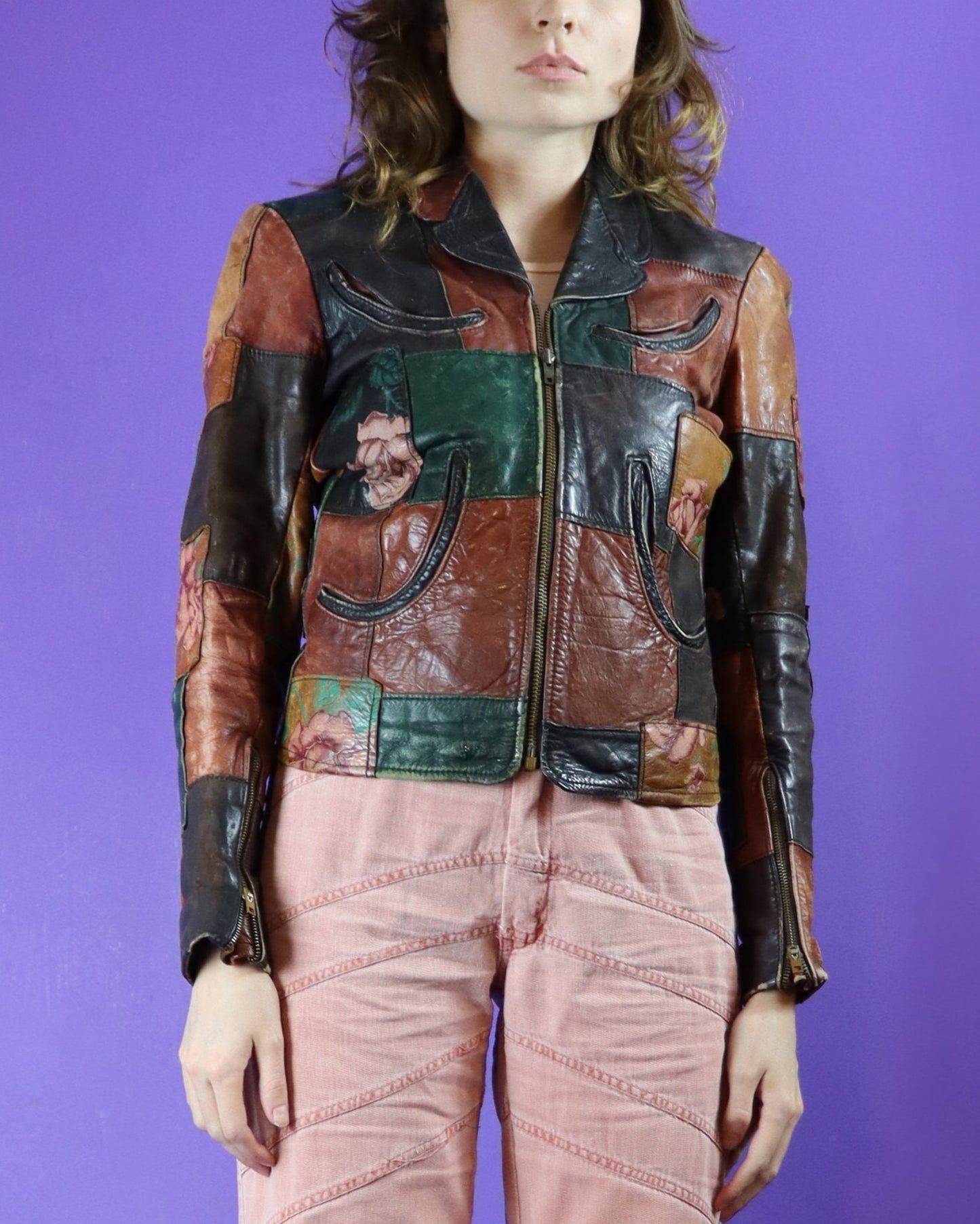 Vintage 1970s Gandalf Patchwork Leather Jacket